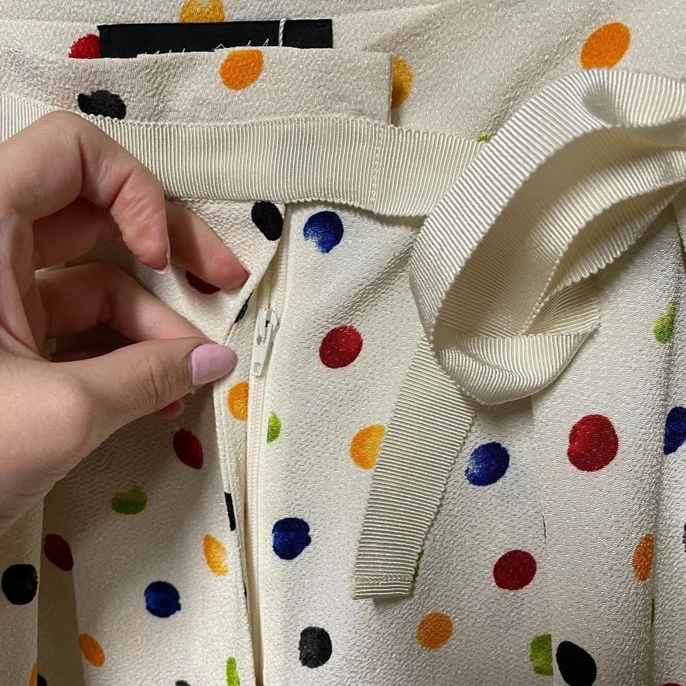 Anna‎ October Trouser Pants Cropped Polka Dot Print Rainbow Multicolor Size XS - Picture 5 of 11